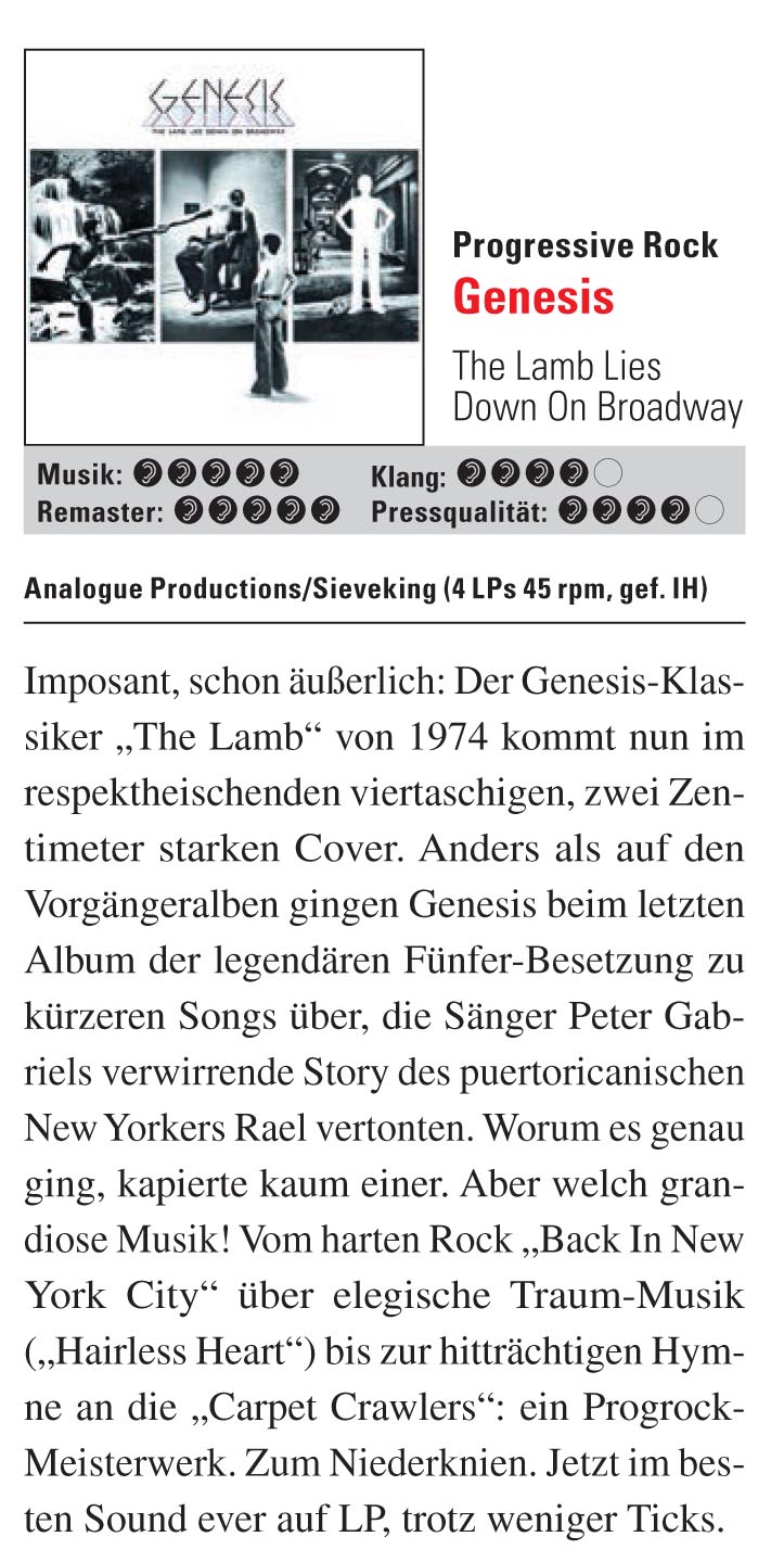 Genesis - The Lamb Lies Down On Broadway - Sieveking Sound